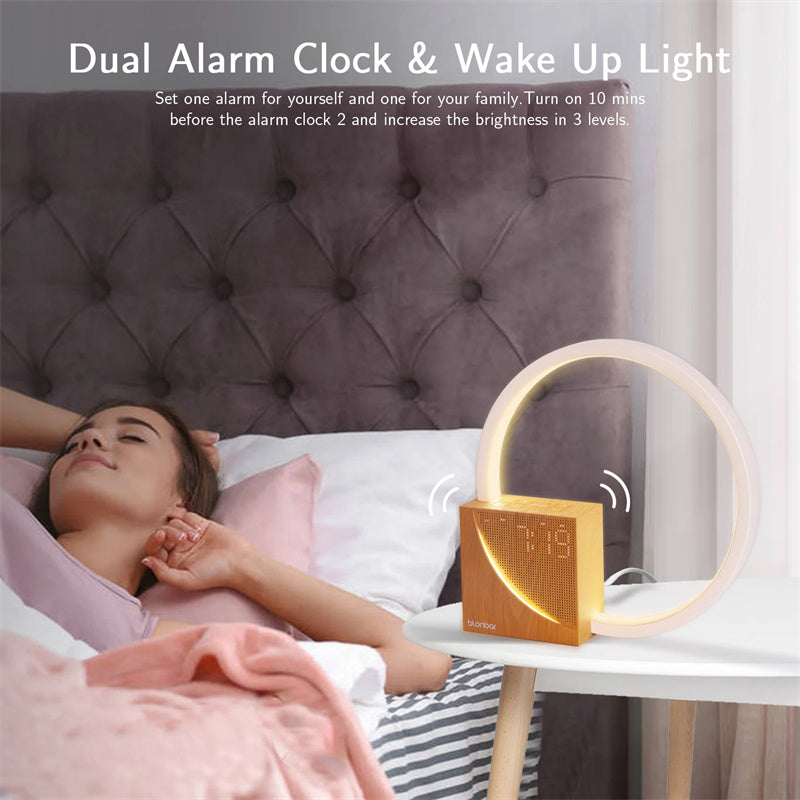 Bedside Lamp Touch Table Lamp with Natural Sounds, Desk Lamp with Alarm Clock, Touch Control 3 Levels Brightness Home Decor