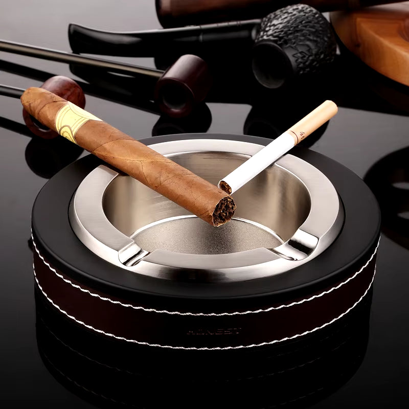 Ashtray Fashion Luxury Cigar Genuine Leather Metal Creative Fashion Boutique Large Ashtray Gifts Table Ashtray