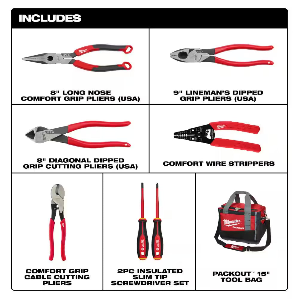 Electrical Tool Set with 20 In. PACKOUT Tool Bag (7-Piece)