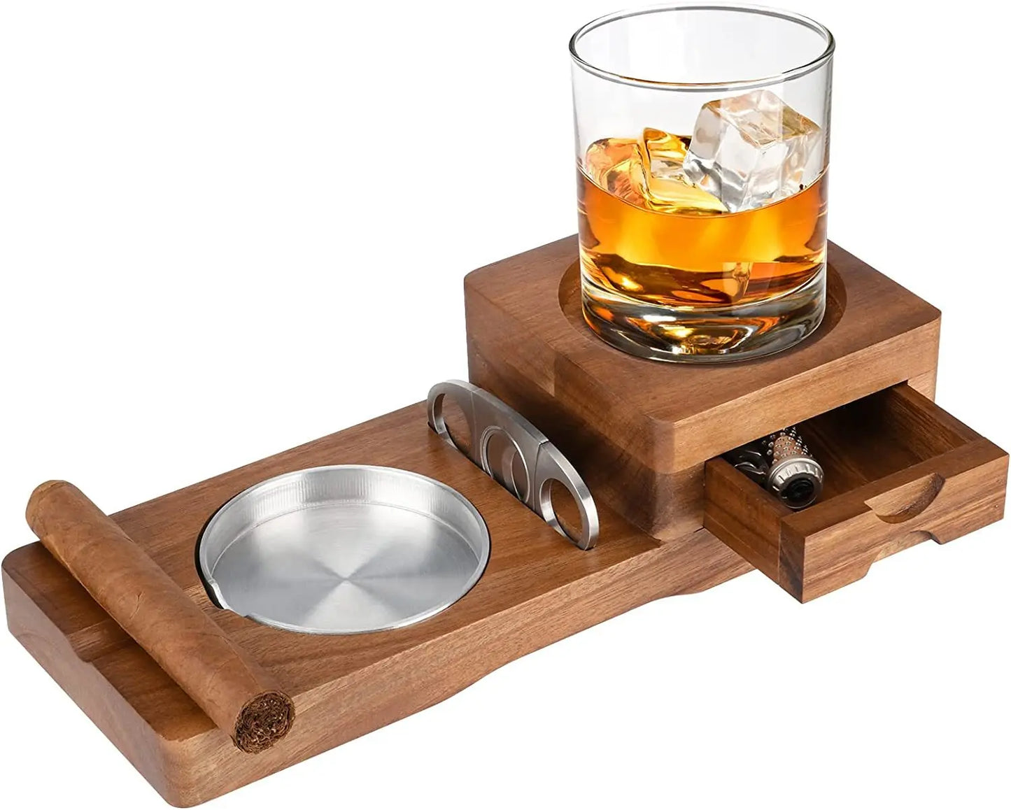 Wooden Cigar Ashtray Solid Wood Coaster Whiskey Glass Tray Cigar Holder Cigar Accessories