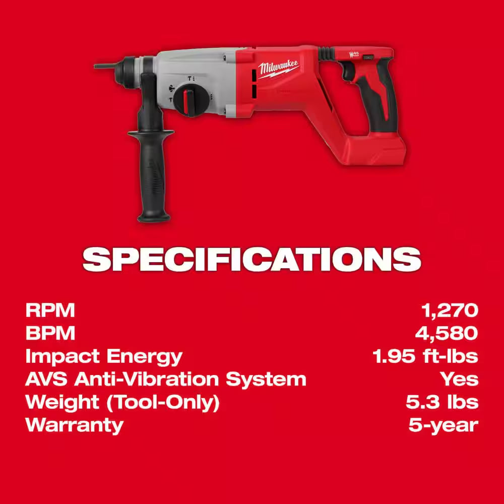 M18 18V Lithium-Ion Brushless Cordless 1 In. Sds-Plus D-Handle Rotary Hammer (Tool-Only)