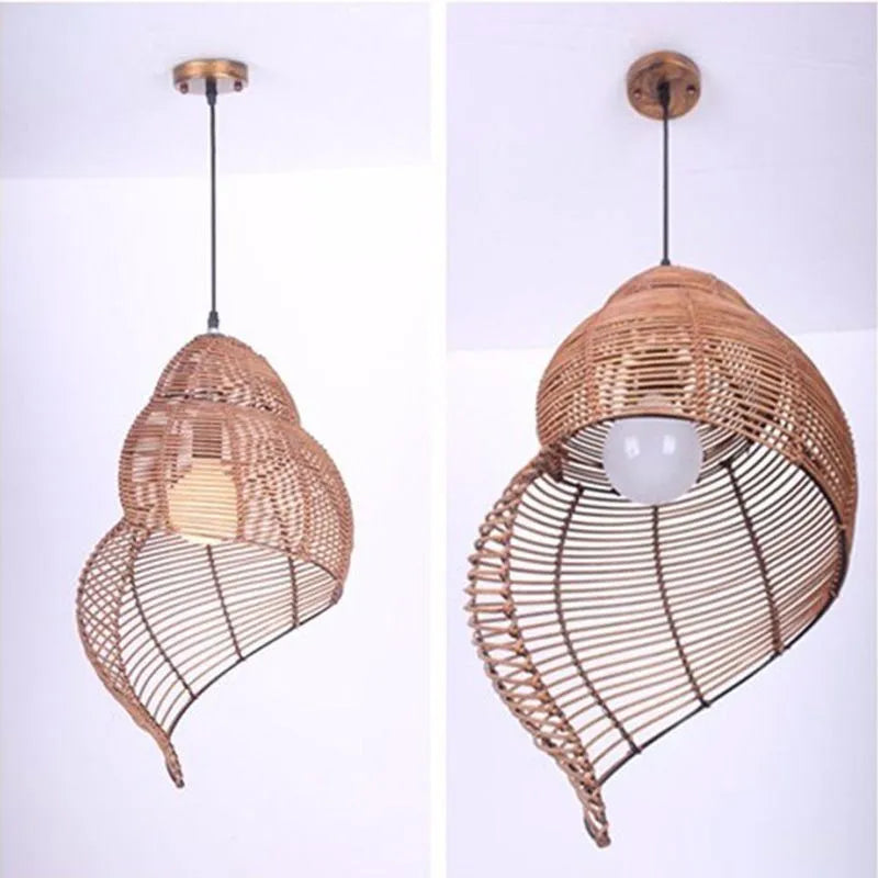 Wicker Lamp Shades Pendant Lamp Bar Kitchen Dining Room Natural Lamp Handmade E27 Bulb Rattan Bamboo Pendant Lights