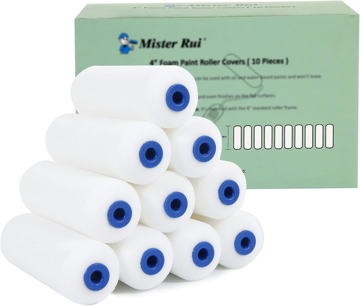 Foam Paint Roller, 4 Inch Paint Roller 10 Pack, Small Paint Roller, Foam Paint Roller 4 Inch, Small Foam Paint Roller High Density, 4 Inch Foam Rollers for Painting Walls, Cabinets