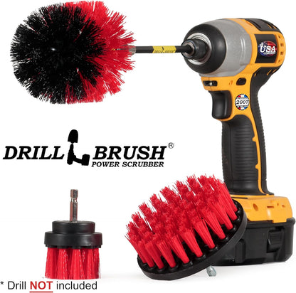 Stiff Bristle Power Scrubber Kit with Extension - Pressure Washer Surface Cleaner Alternative - Ideal for Cleaning Outdoor Garden, Fire Pit, Patio, Graveyard Tombstone, Bird Bath, Siding, and Deck