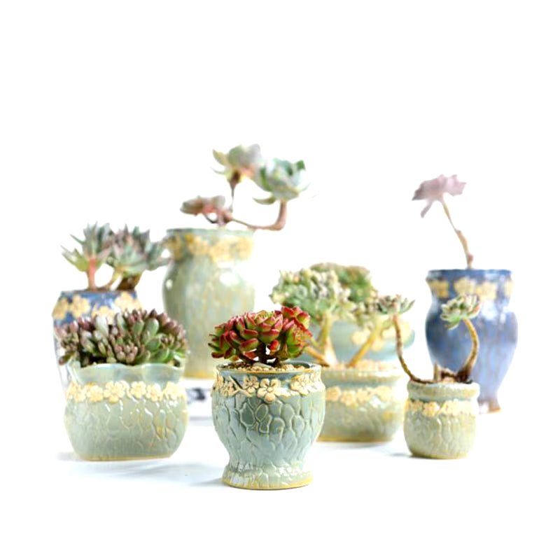 Succulent Plants Flowerpot Small and Medium Size Vase Retro Floral Flower Pot Creative Crafts Desktop Ornaments Planter Decor