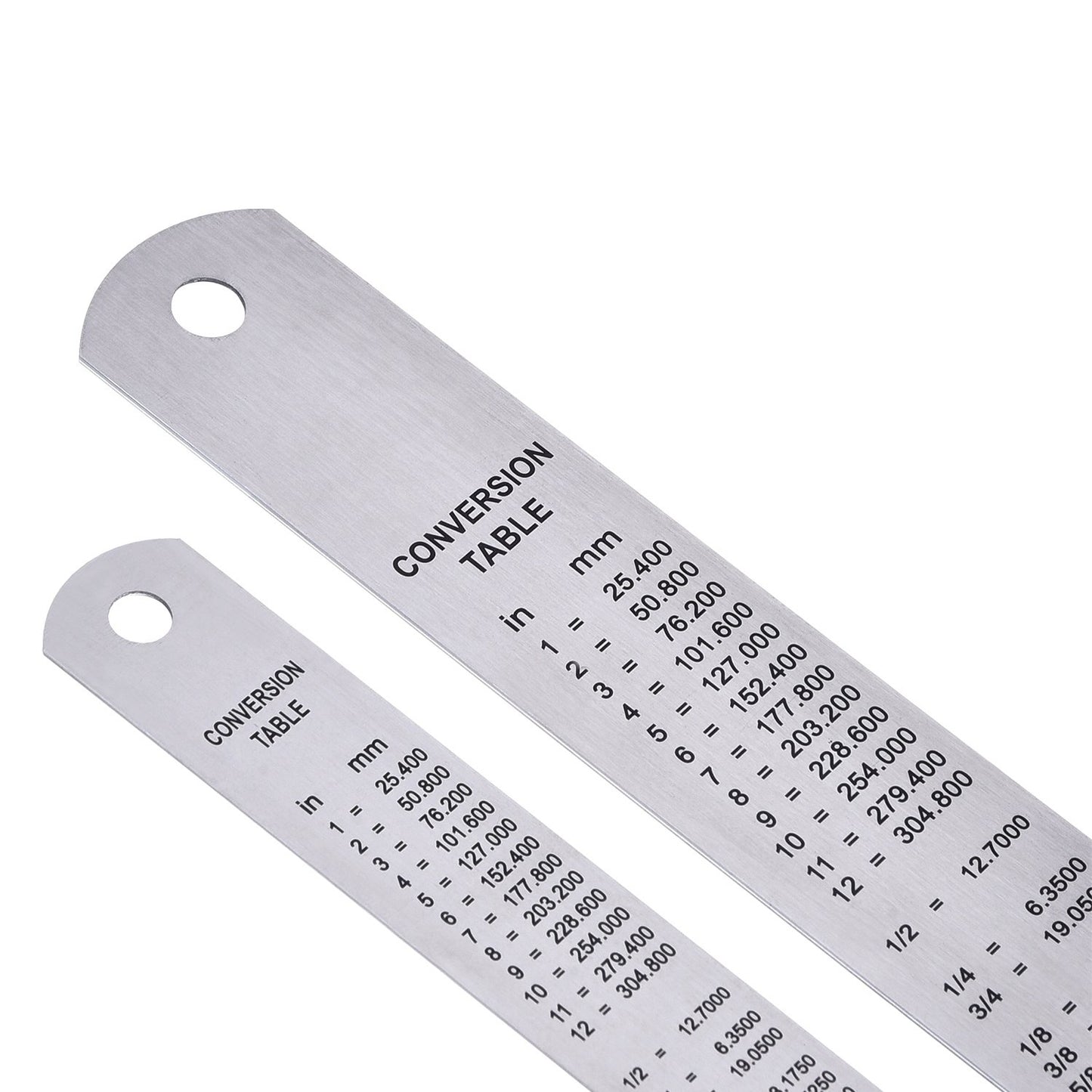 Stainless Steel Ruler and Metal Rule Kit with Conversion Table (Silver, 12 Inch, 6 Inch)