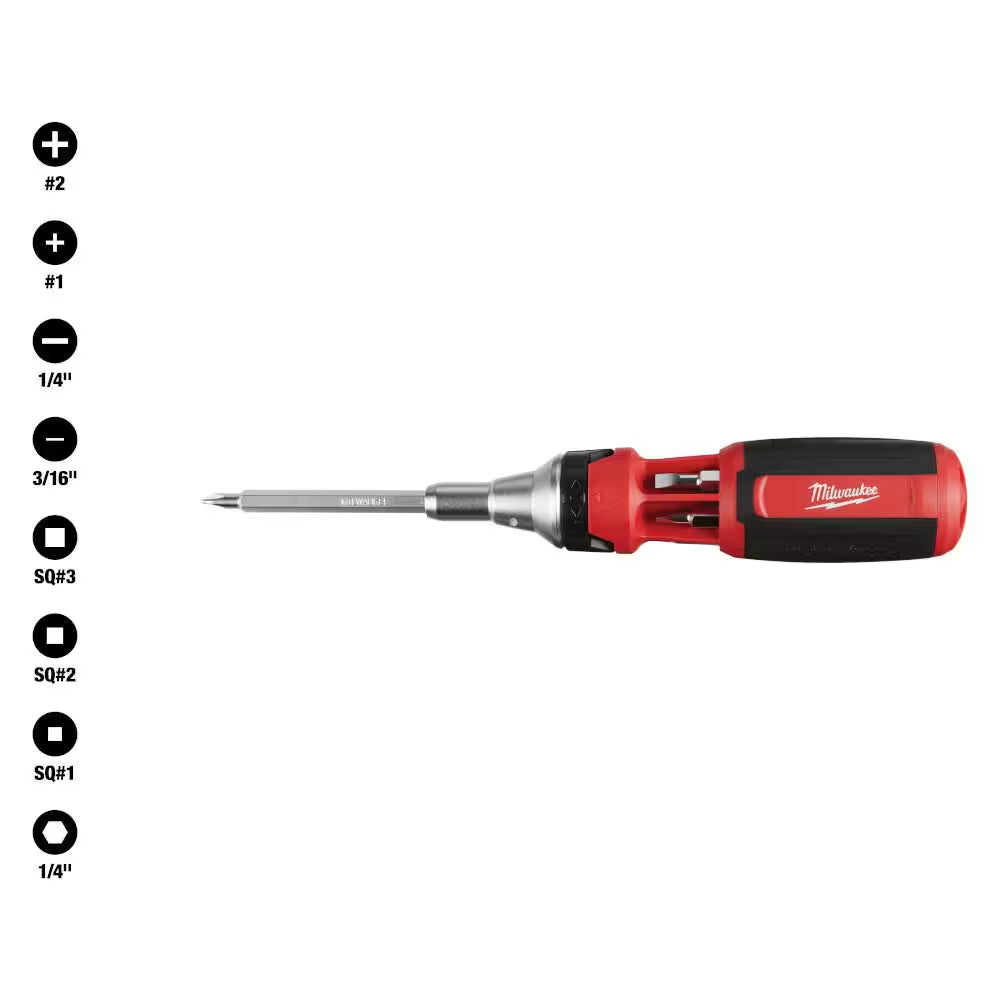 9-In-1 Square Drive Ratcheting Multi-Bit Screwdriver