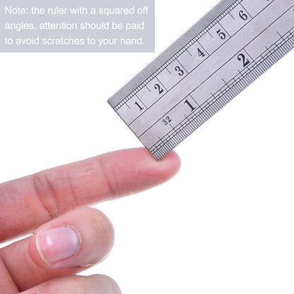 Stainless Steel Ruler and Metal Rule Kit with Conversion Table (Silver, 12 Inch, 6 Inch)