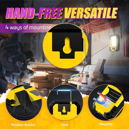 Rechargeable Work Light LED Magnetic Mechanic Light Portable Worklight for Camping Car Repairing 1200 High Lumens Bright Yellow
