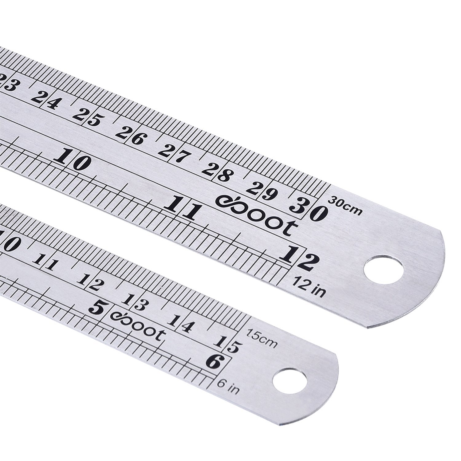 Stainless Steel Ruler and Metal Rule Kit with Conversion Table (Silver, 12 Inch, 6 Inch)