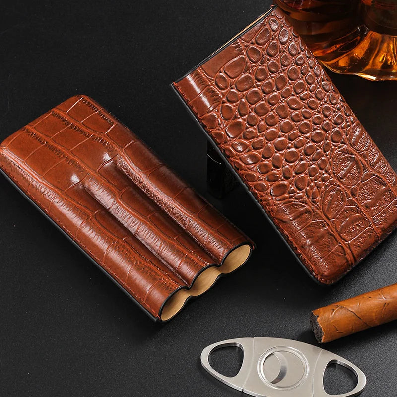 Portable Cigar Case With  Cigar Cutter