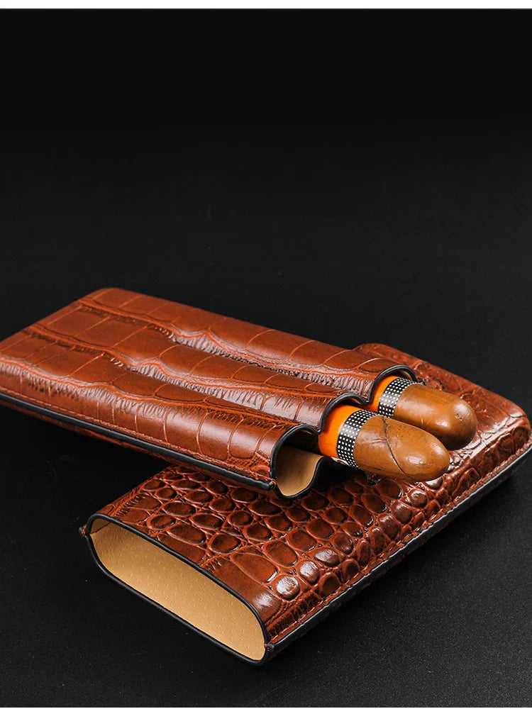 Portable Cigar Case With  Cigar Cutter