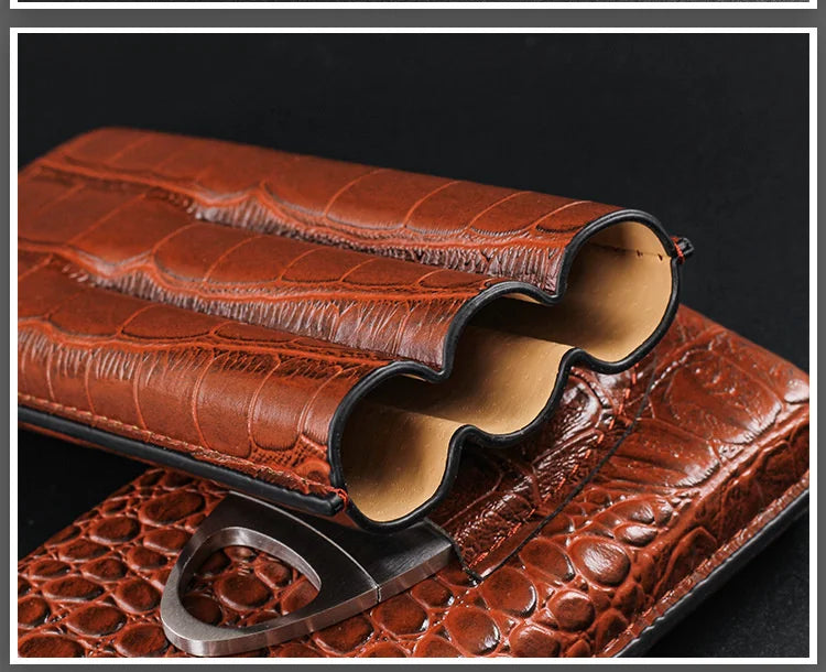 Portable Cigar Case With  Cigar Cutter