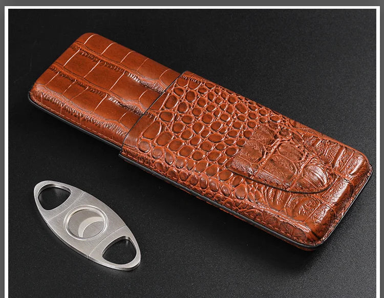 Portable Cigar Case With  Cigar Cutter