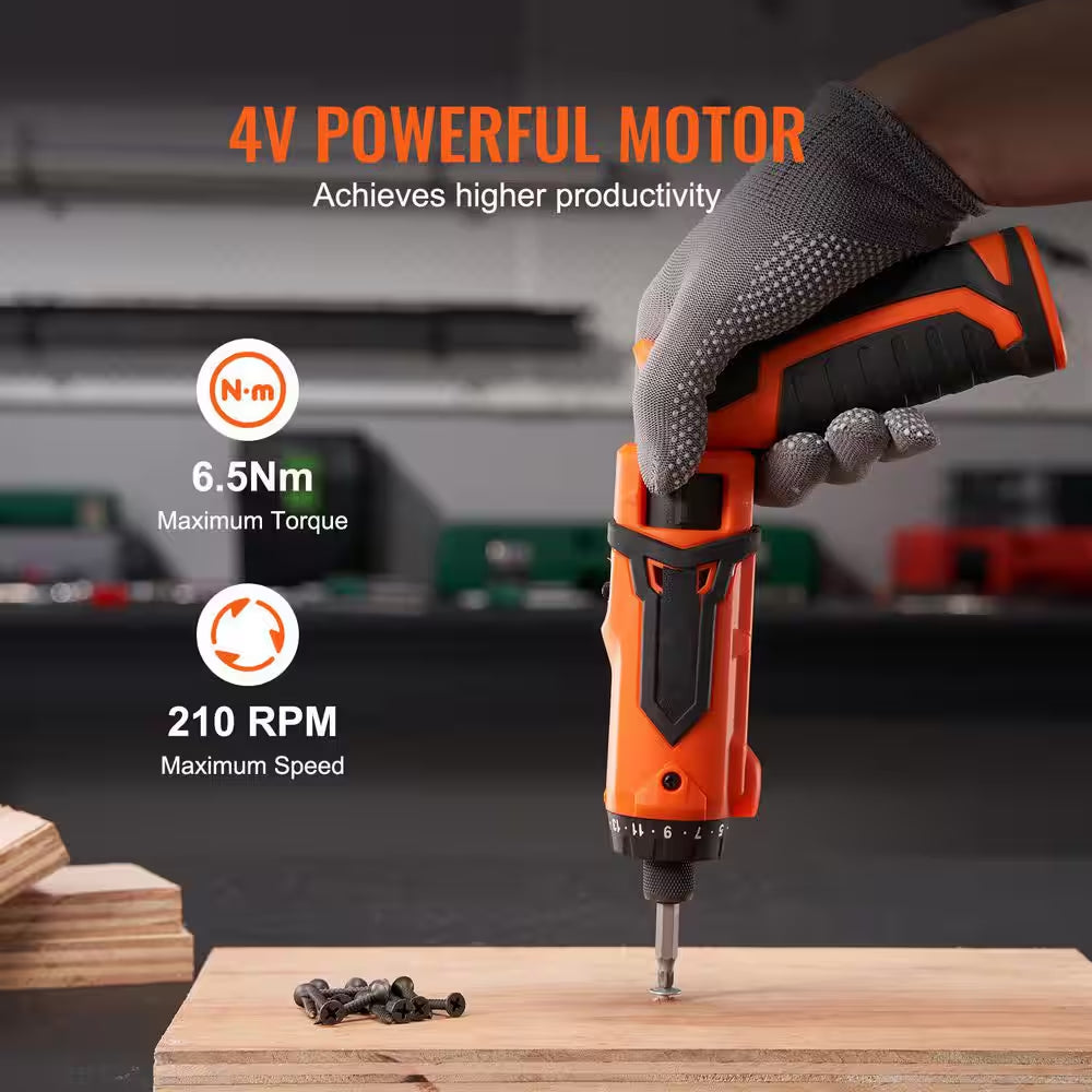 Cordless Screwdriver Set, 4-Volt 7Nm Electric Screwdriver Rechargeable Set