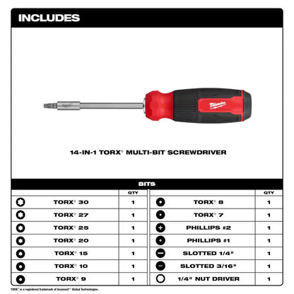 14-In-1 Torx Multi-Bit Screwdriver with 14-In-1 Hex Multi-Bit Screwdriver and Precision Screwdriver Set (12-Piece)