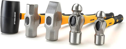 5-Piece Fiberglass Handle Hammer & Mallet Set, 16Oz Ball-Peen Hammer, 32Oz Ball-Pein Hammer, 32Oz Rubber Mallet, 3Lb Sledge Hammer, 3Lb Cross-Pain Hammer