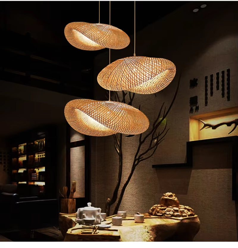 Modern Japan Pendant Lights Bamboo Lamp Restaurant Hotel Asia Pendant Lamp for Living Room Hanging Kitchen Lamp Light Fixtures