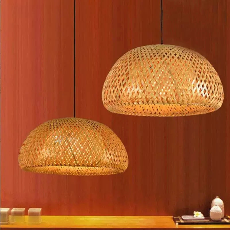 Japanese Handmade Bamboo Style Chandelier Creative Ceiling Lamp Decorative Lamp Rattan Woven Droplight Restaurant Hanging Lamp