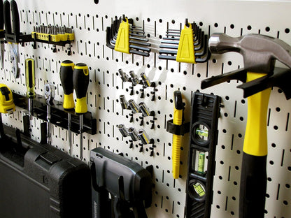 Pegboard Value Pack - (3) Pack of  16-Inch Tall X 32-Inch Wide Horizontal Metal Wallboards for Home & Garage Tool Storage Organization (Beige Pegboard)