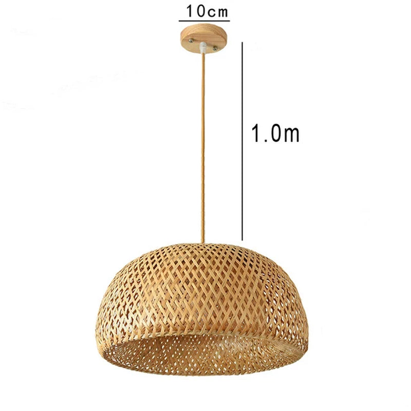 Japanese Handmade Bamboo Style Chandelier Creative Ceiling Lamp Decorative Lamp Rattan Woven Droplight Restaurant Hanging Lamp