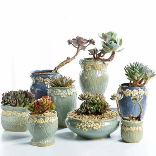 Succulent Plants Flowerpot Small and Medium Size Vase Retro Floral Flower Pot Creative Crafts Desktop Ornaments Planter Decor