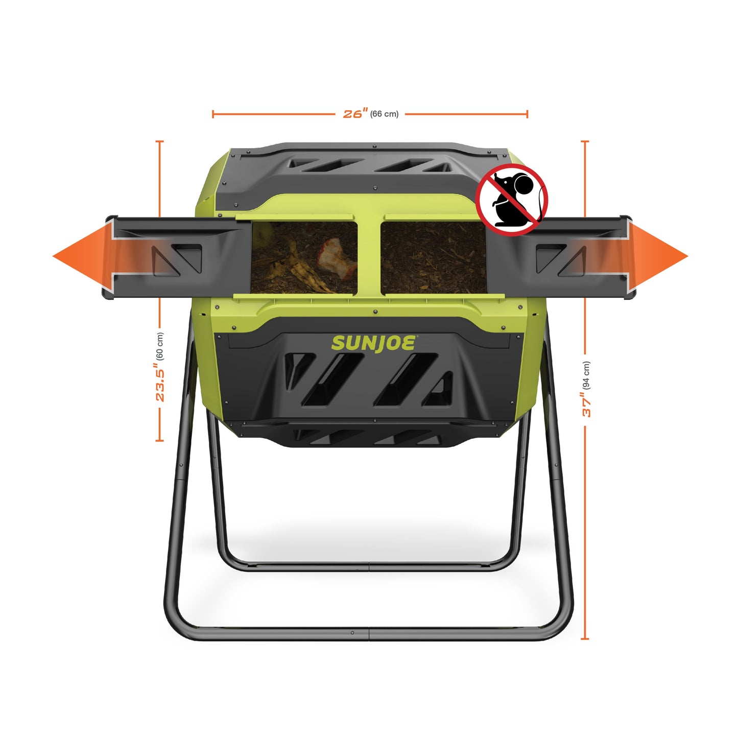 Outdoor Tumbling Composter, Dual Chamber, 2-10 Weeks Compost, 42 Gallon, SJ-CMPS1