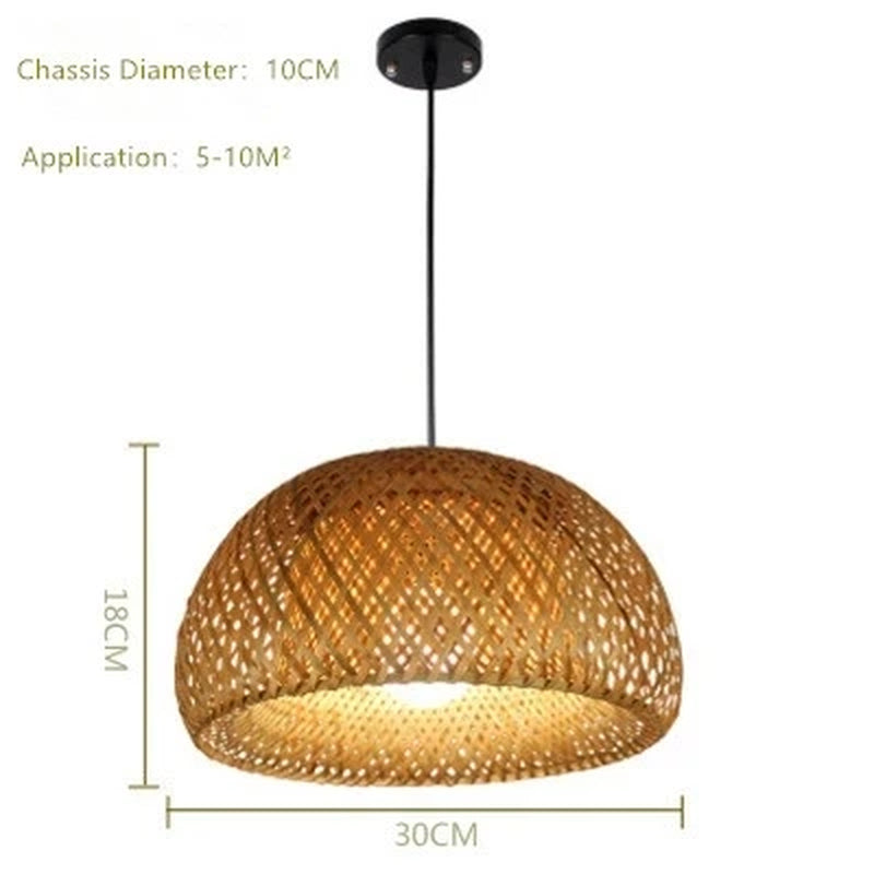 Japanese Handmade Bamboo Style Chandelier Creative Ceiling Lamp Decorative Lamp Rattan Woven Droplight Restaurant Hanging Lamp