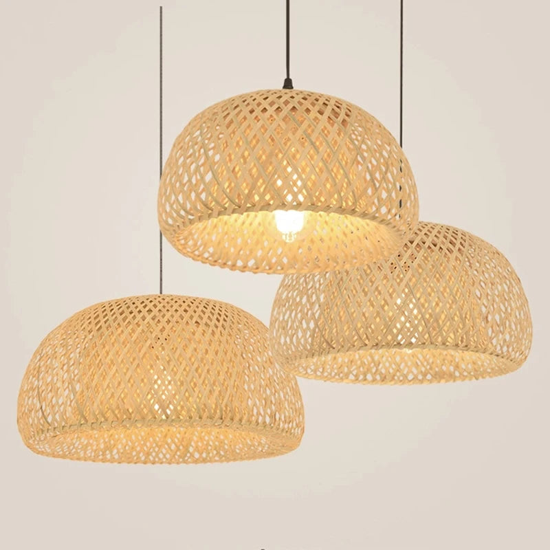 Japanese Handmade Bamboo Style Chandelier Creative Ceiling Lamp Decorative Lamp Rattan Woven Droplight Restaurant Hanging Lamp