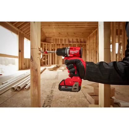 M18 18V Lithium-Ion Brushless Cordless 1/2 In. Compact Drill/Driver Kit with Two 2.0 Ah Batteries, Charger and Case